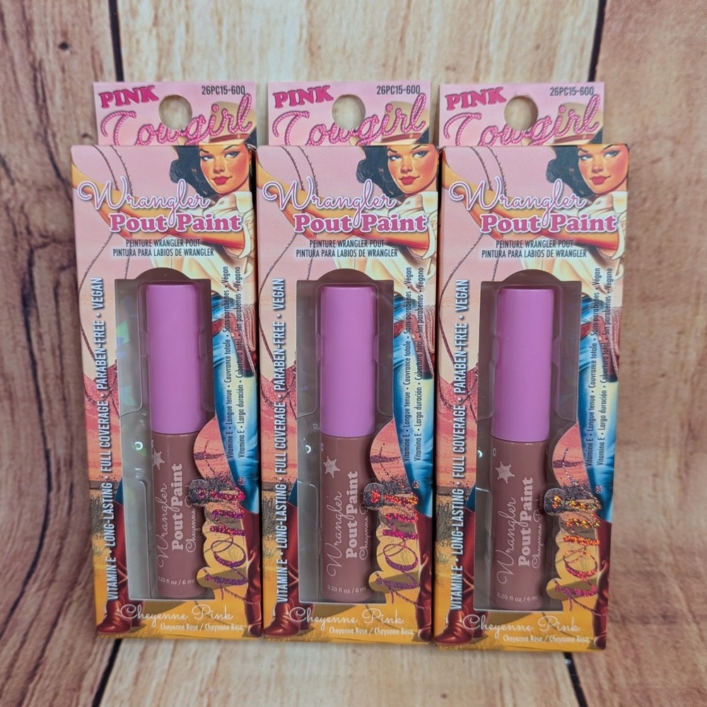 3 PK Ioni Pink Cowgirl Wrangler Pout Paint Cheyenne Pink Matte Liquid Lipstick